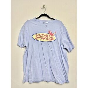 Zara Mens T Shirt Tee Size Large Crew Neck Graphic Blue Cotton Short Sleeve